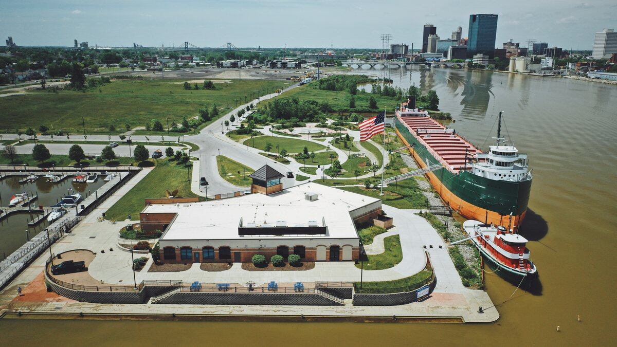 An aerial view of the National Museum of the Great Lakes in Toledo, Ohio.