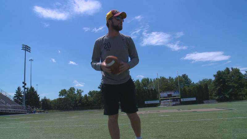 Drew Sims is now preparing for a football season in the spring at Heidelberg University.