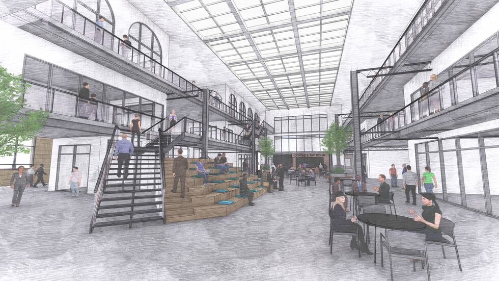 An artist's rendering of a new tech innovation center at the former Jefferson Center in Toledo.