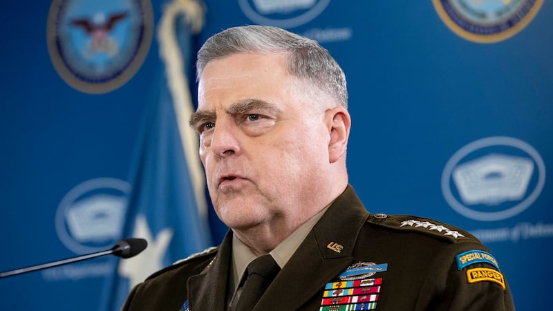 Gen. Mark Milley, chairman of the Joint Chiefs of Staff, speaks during a briefing with...